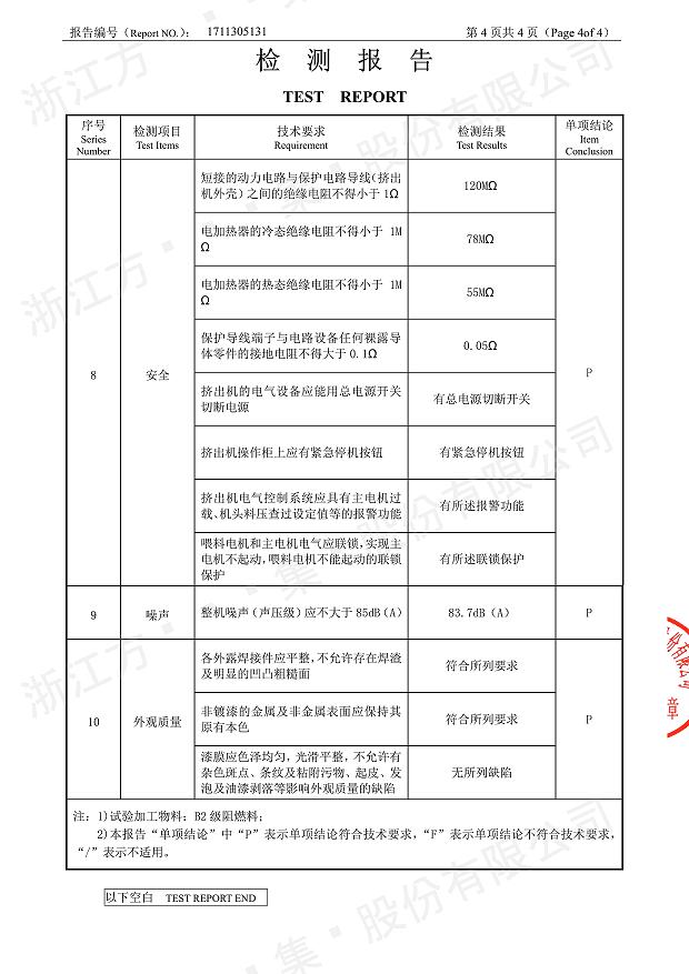 85型錐形同向雙螺桿鋁塑板擠出機經過權威機構檢測5.jpg